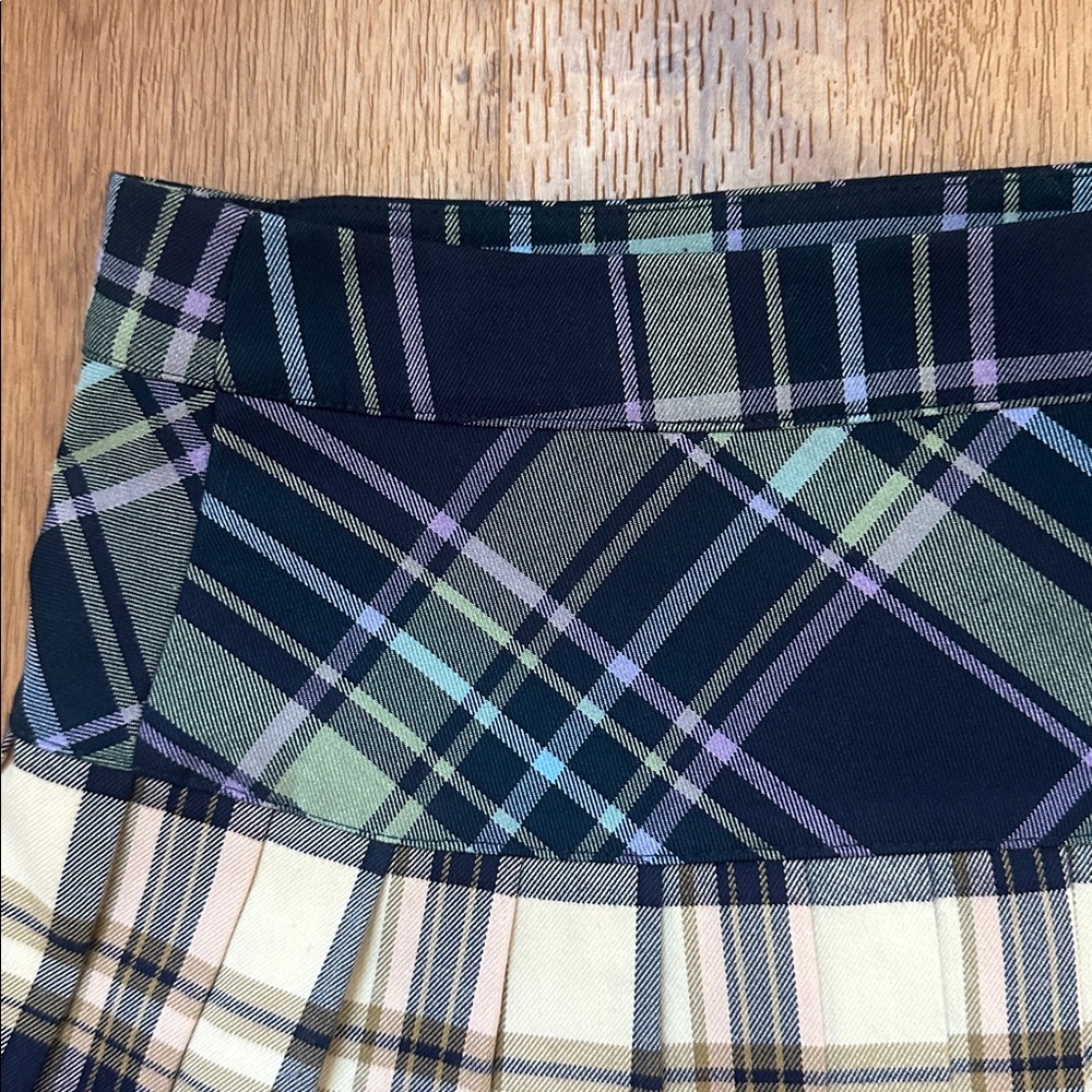 Urban Outfitters Mixed Plaid‎ Pleated Wrap Mini Skirt Size Small - Picture 6 of 8